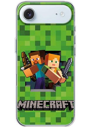 Чехол силиконовый с картинкой на iphone 17 air (майнкрафт, minecraft)