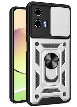 Чехол fiji camera defence для motorola g04s бампер с защитой камеры и подставкой silver