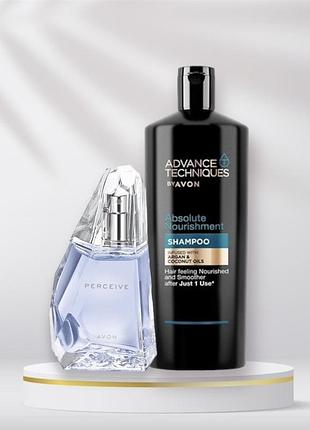 Набір avon жіноча туалетна вода perceive 50 мл та шампунь 700 мл