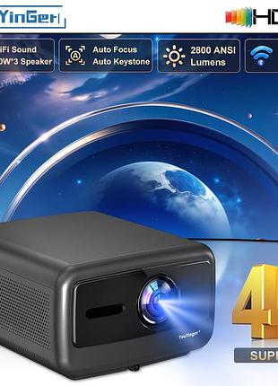 Проєктор touyinger q12w pro яскравий 4k 2800 ansi android кінотеатр ігровий для ps xbox switch пк smart телевізор