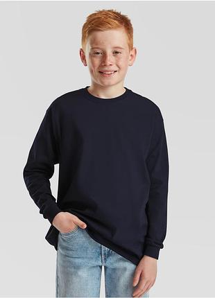 Детская футболка с длинными рукавами однотонная fruit of the loom kids valueweight long sleeve t