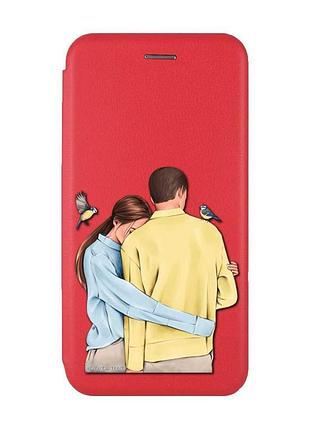 Чехол-книжка красный с рисунком на xiaomi redmi note 14 4g украинская пара (принт 14)