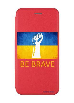 Чехол-книжка красный с рисунком на xiaomi redmi note 14 4g мужество украина (принт 42)