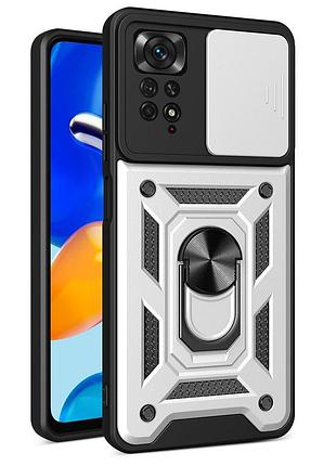Чохол fiji camera defence для xiaomi redmi note 12 pro 4g бампер із захистом камери та підставкою silver