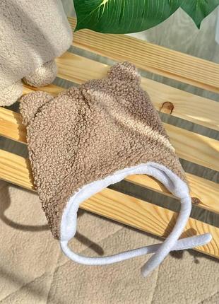 Детская теплая зимняя шапочка teddy 40-42 см., бежевий