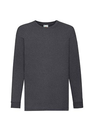 Детская футболка с длинными рукавами однотонная fruit of the loom kids valueweight long sleeve t темно-сірий, 3-4 года
