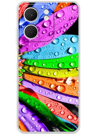 Чехол силиконовый с картинкой на oppo a5x (цветные листья)