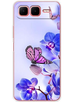 Чохол силіконовий з картинкою на infinix smart 10 plus (квітка, метелик на орхідеї)
