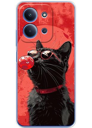 Чохол силіконовий з картинкою на xiaomi redmi 15c (стильний котик)