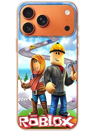 Чехол силиконовый с картинкой на iphone 17 pro max (роблокс, roblox)