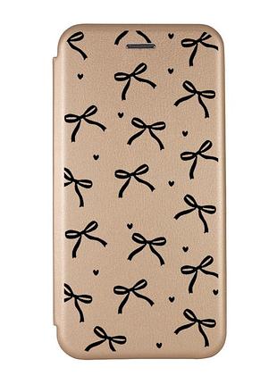 Чохол-книжка золотий з малюнком на samsung galaxy a02/a022 (2021) бантики (принт 405)