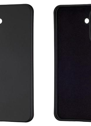 Матовый силиконовый чехол на samsung a56 черный с микрофиброй