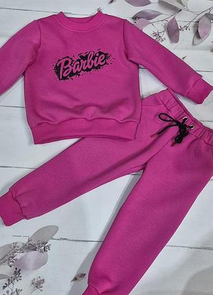 Костюм детский теплый с принтом"barbie" 134см,140 см,146 см