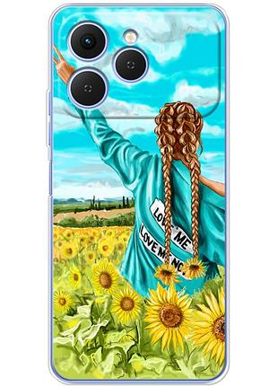 Чехол силиконовый с картинкой на tecno spark 40 (патриотический, девушка украинка)