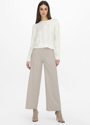 Бежевые женские брюки wide leg