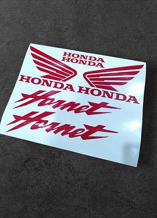 Красные наклейки на мотоцикл бак пластик хонда хорнет honda hornet