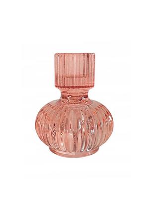 Стеклянный подсвечник для длинной свечи home accents персиковый