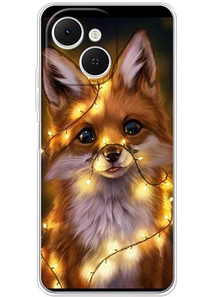 Чехол силиконовый с картинкой на tecno spark 40c (новогодний, лисичка)