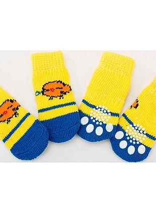 Носки желтые с мультяшной птичкой dog socks