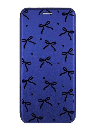 Чехол-книжка синий с рисунком на samsung galaxy a24 (a245) бантики (принт 405)