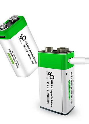 Крона 9в 650 mah smartools 2 шт - аккумулятор крона с зарядкой type-c, многоразовая батарейка