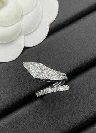Кольцо snake diamond — люкс качество, латунь с родиевым покрытием