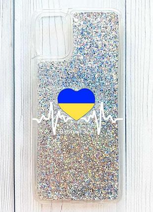 Чехол с плавающими серебряными блестками на samsung galaxy a06 в ритме зсу (принт 71)