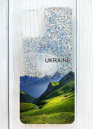 Чохол з плаваючими срібними блискітками на samsung galaxy a06 карпати україна (принт 409)