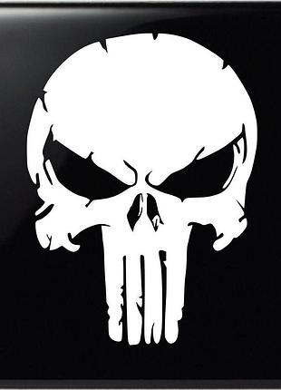 Наклейка на автомобиль каратель (punisher) белый, 15х11 см