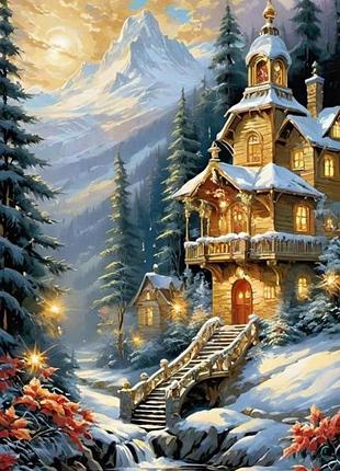 Алмазная мозаика colorart 30x50 зима + голограммные алмазики tp915