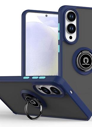 Чехол fiji colorframe для samsung galaxy s25 edge 5g (s937) матовый бампер с кольцом подставкой dark blue