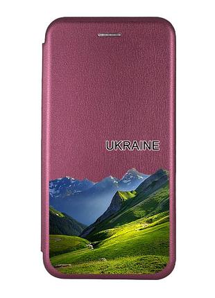 Чохол-книжка бордовий з малюнком на xiaomi redmi note 13 pro 5g карпати україна (принт 409)