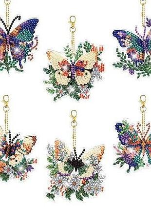 Алмазная мозаика брелоки colorart бабочки в цветах 6шт br43