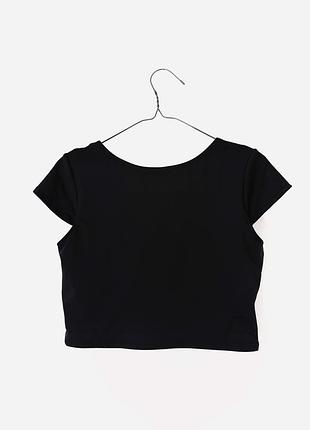 Черная короткая футболка топ new look