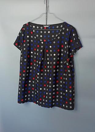 Mark's and spencer original блуза принт горох polka dot vintage винтажная блуза в горошек черный синий белый цвет лето весна boho chic
