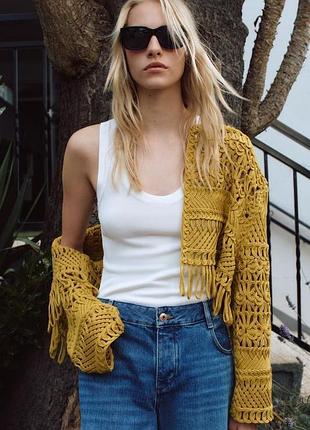 В’язаний макраме кардиган жакет бохо l zara
