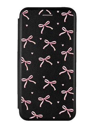 Чехол-книжка черный с рисунком на samsung galaxy a17 5g бантики (принт 404)