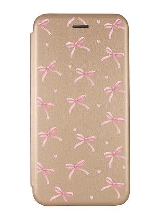 Чохол-книжка золотий з малюнком на samsung galaxy a33 5g бантики (принт 404)