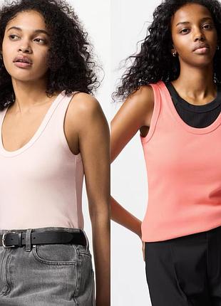 Uniqlo майка в рубрик рожева і персикова хс