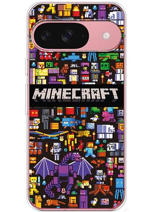 Чехол силиконовый с картинкой на google pixel 10 pro (майнкрафт, minecraft)