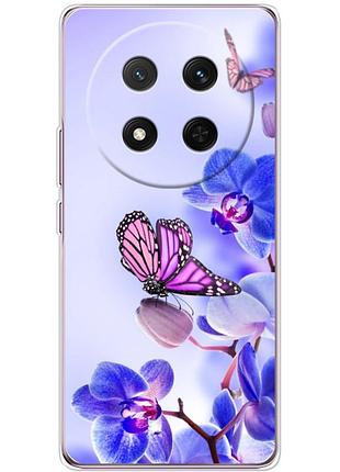 Чехол силиконовый с картинкой на huawei honor magic 7 lite 5g (цветок, бабочка на орхидее)