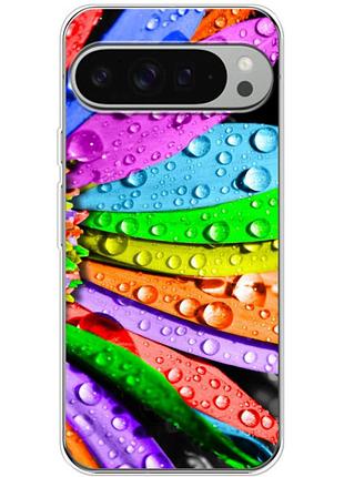 Чехол силиконовый с картинкой на google pixel 10 pro xl (цветные листья)