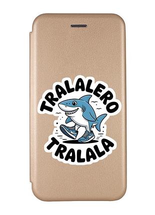 Чохол-книжка золотий з малюнком на xiaomi redmi 9 акула тралалеро тралала (принт 416)