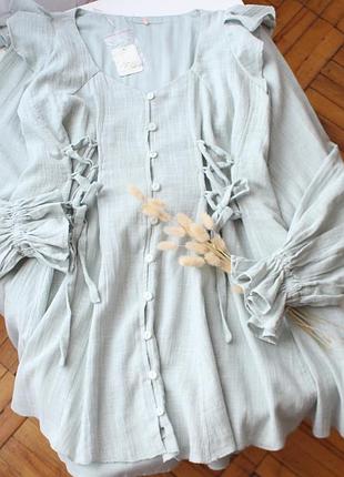 Нежное мятное хлопковое платье туника free people в стиле boho