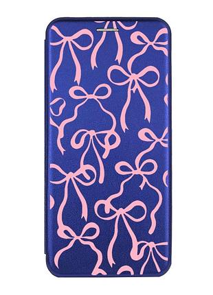 Чехол-книжка синий с рисунком на xiaomi redmi 14c / poco c75 бантики (принт 406)