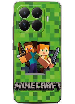 Чехол силиконовый с картинкой на xiaomi 15t pro (майнкрафт, minecraft)
