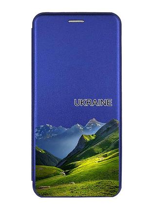 Чехол-книжка синий с рисунком на xiaomi redmi note 12 карпаты украина (принт 409)