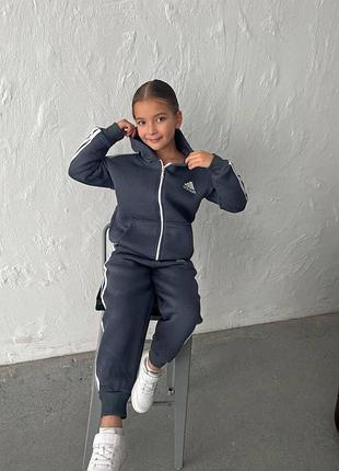 Спортивный костюм adidas трехнитка начес 152-158, серый