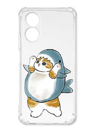 Чехол с утолщёнными углами на oppo a17 котенок акула (принт 379)
