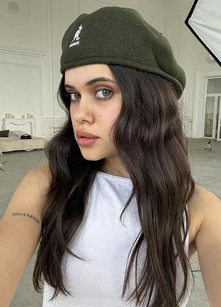 Берет kangol кенгул хаки зеленая кеппи фуражка джиганка воровка